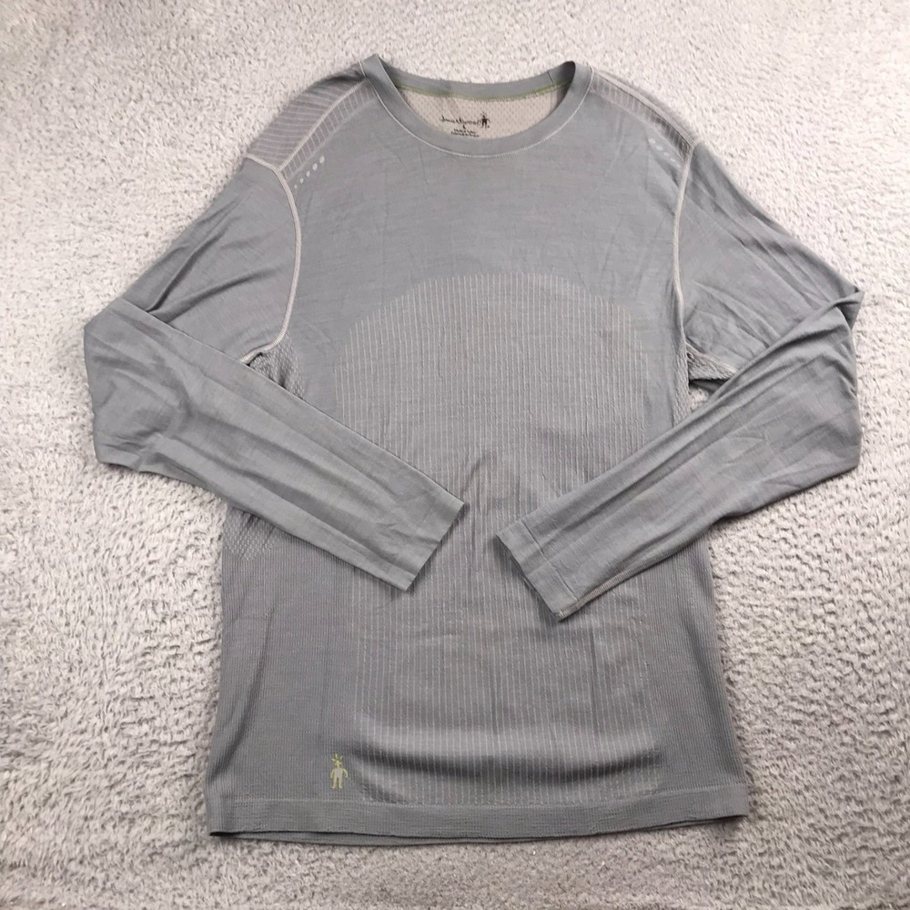 Smartwool Intraknit Thermal Merino Base Layer Crew Shirt Mens L Gray Wool LS